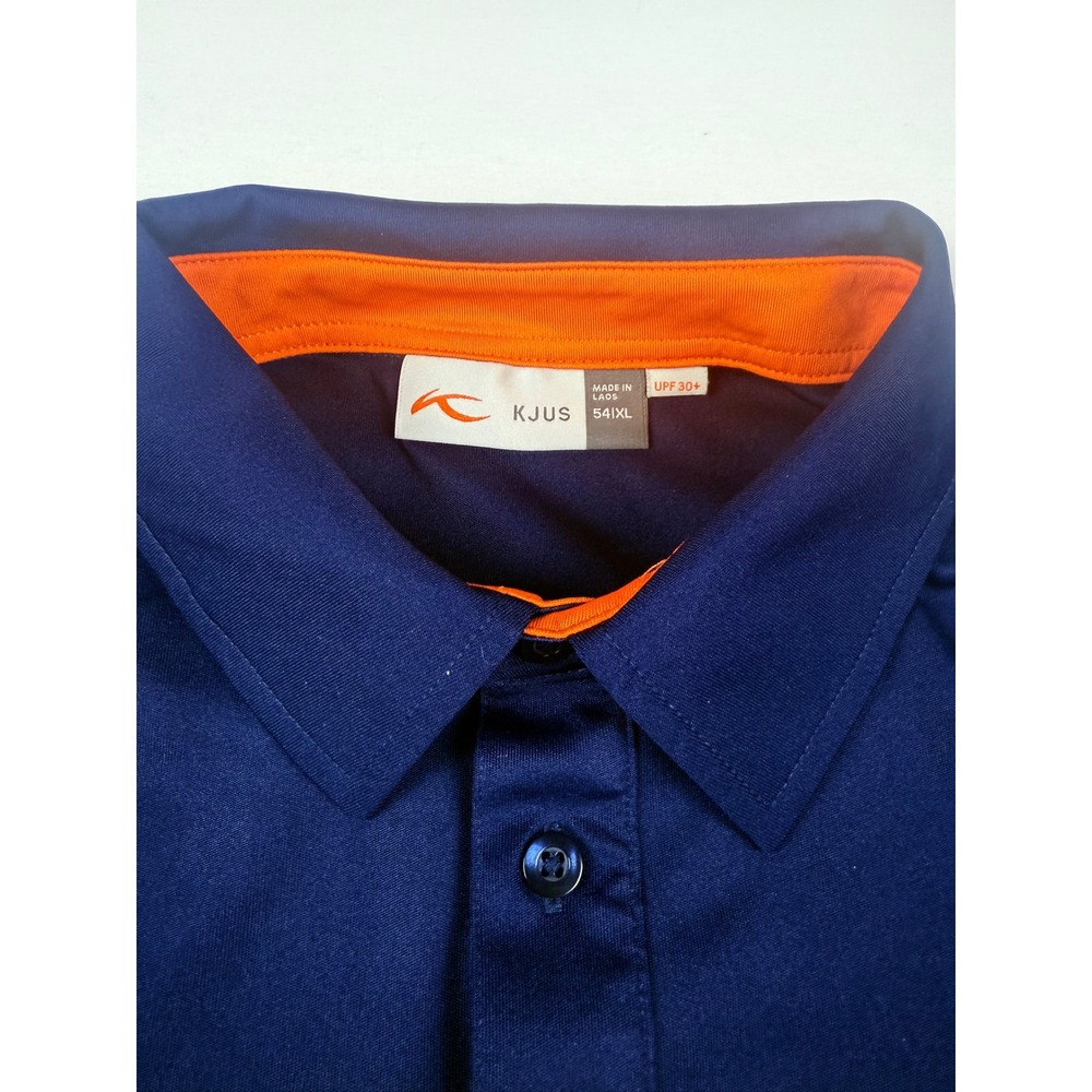 KJUS Polo Shirt XL Navy Blue Short Sleeve UPF 30+ Performance Golf Men - Picture 2 of 5